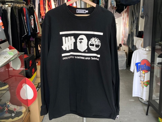 A BATHING APE × UNDEFEATED × TIMBERLAND L/S TEE BLACK XL 60641