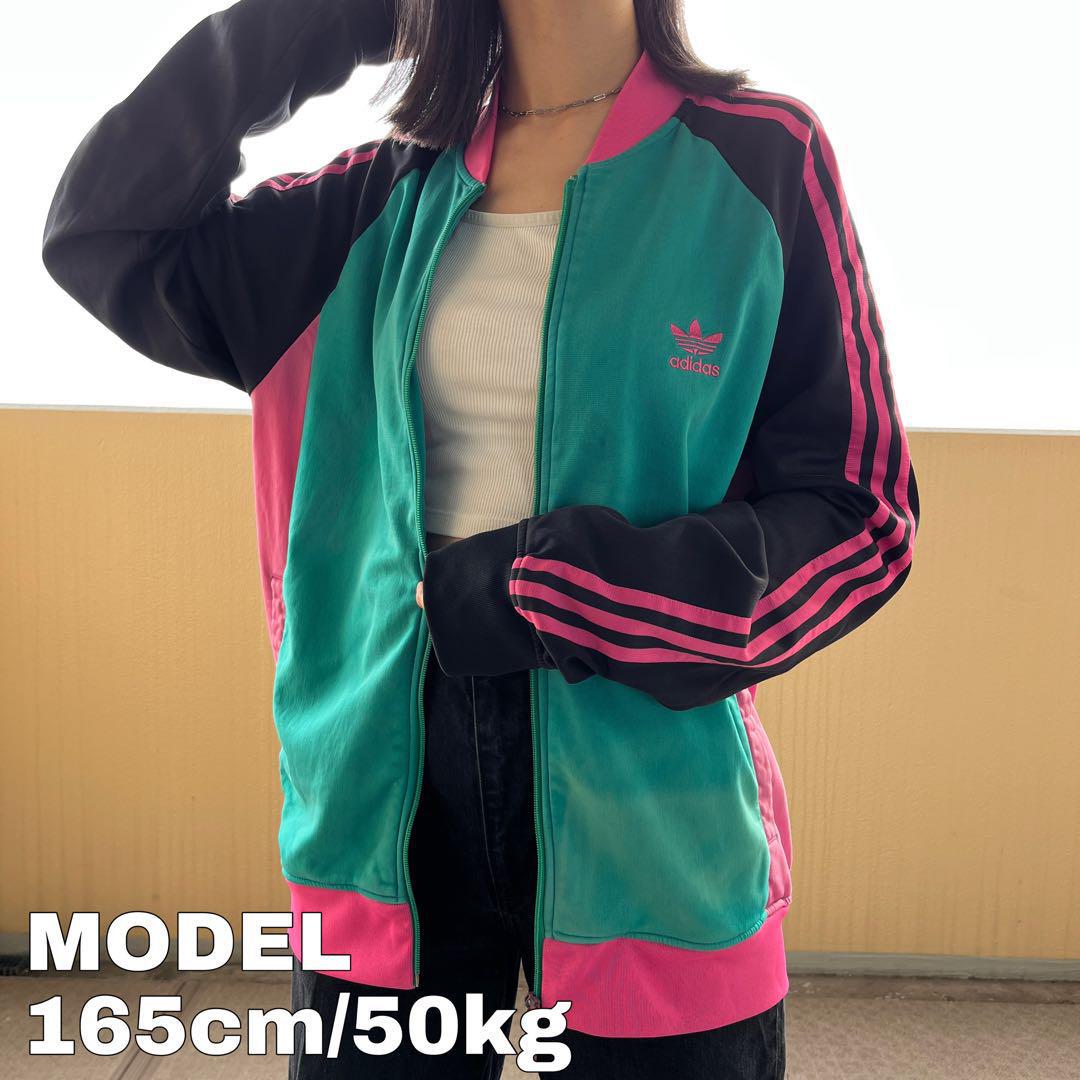 《極美品》adidasピンクスリーストライプブルゾンジャンバー M