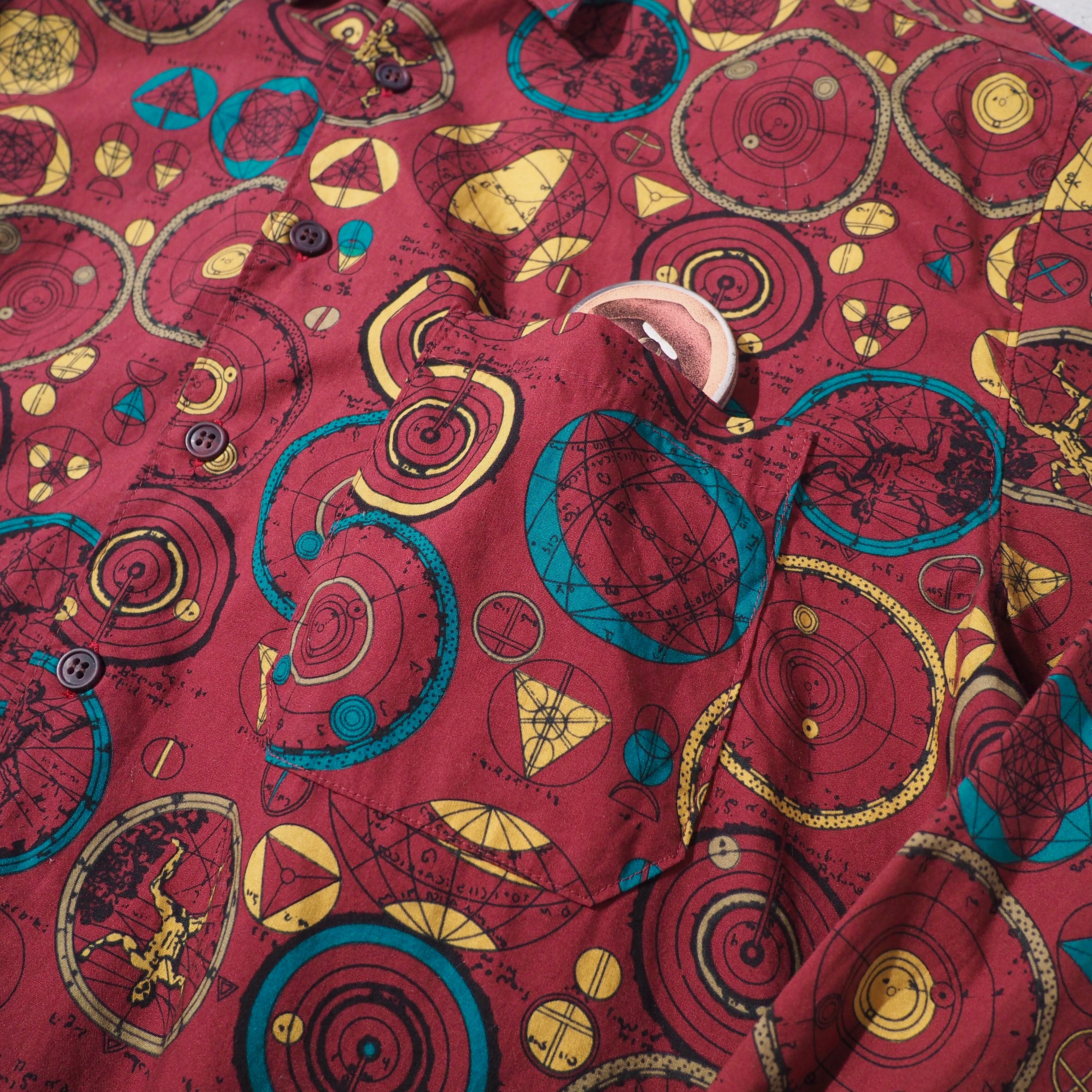 1990s Total shapes pattern Design vintage Loose shirt