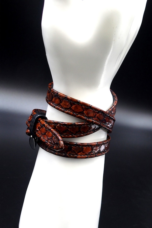 Item No.0297： Long Smooth Bracelet/Diamond Python《Enamel Orange》