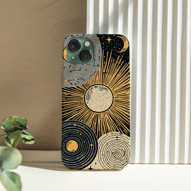 受注生産 iPhoneケース 太陽と月のゴールド星図｜天体図風 STAR073A