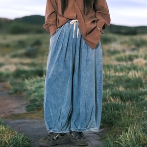 Retro wide leg denim pants A0165