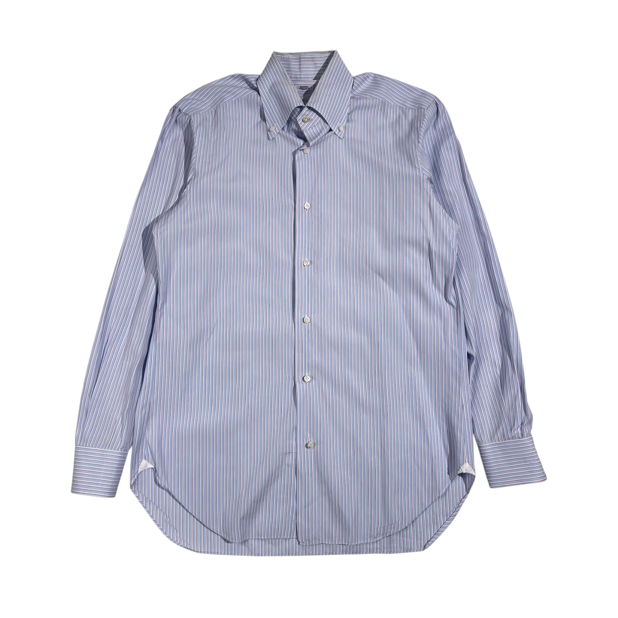 フランス製】OLD Charvet シャルべ ストライプシャツ ブルーホワイト