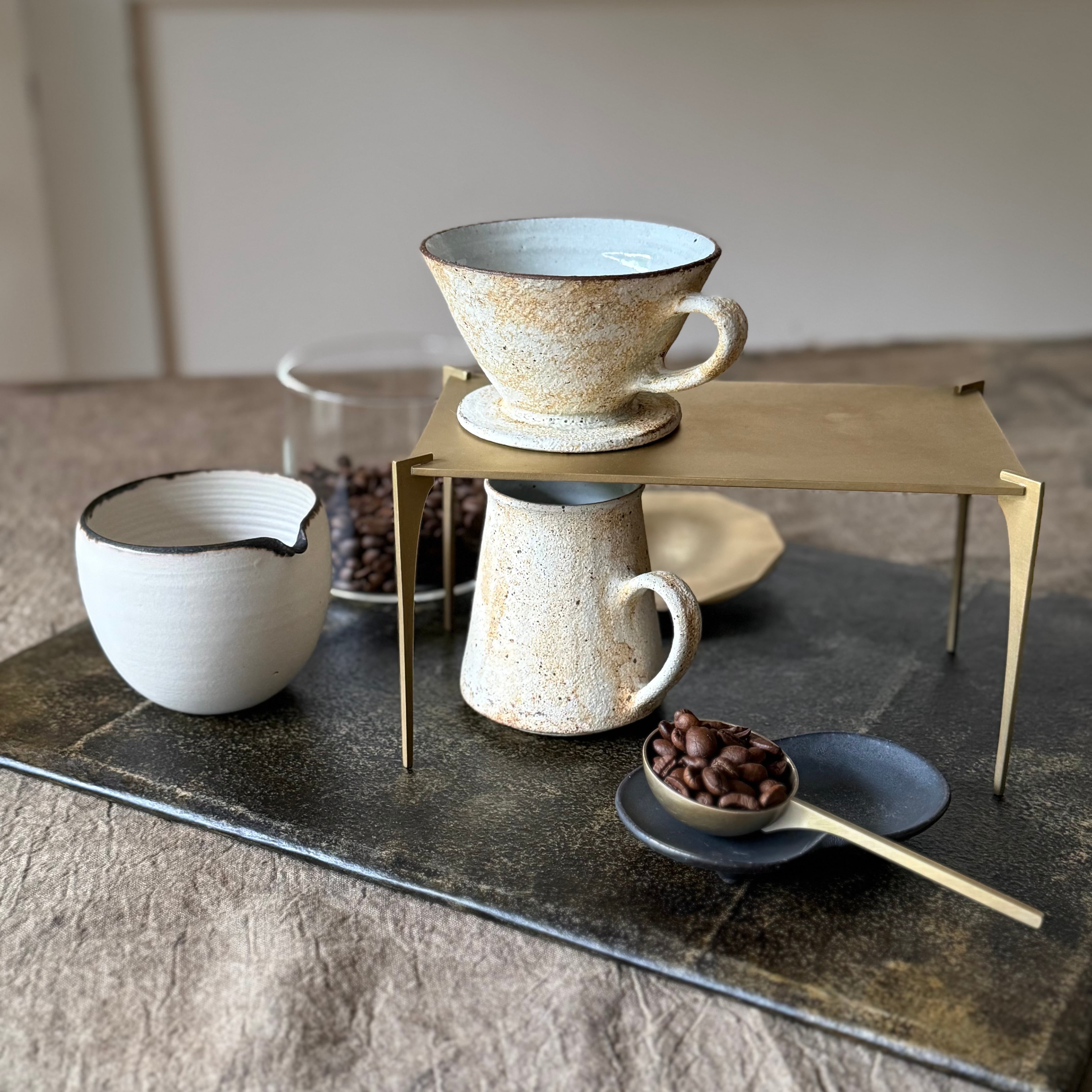 水野幸一 粉引灰釉 ドリッパー&マグセット × 千葉工作所 Drip stand