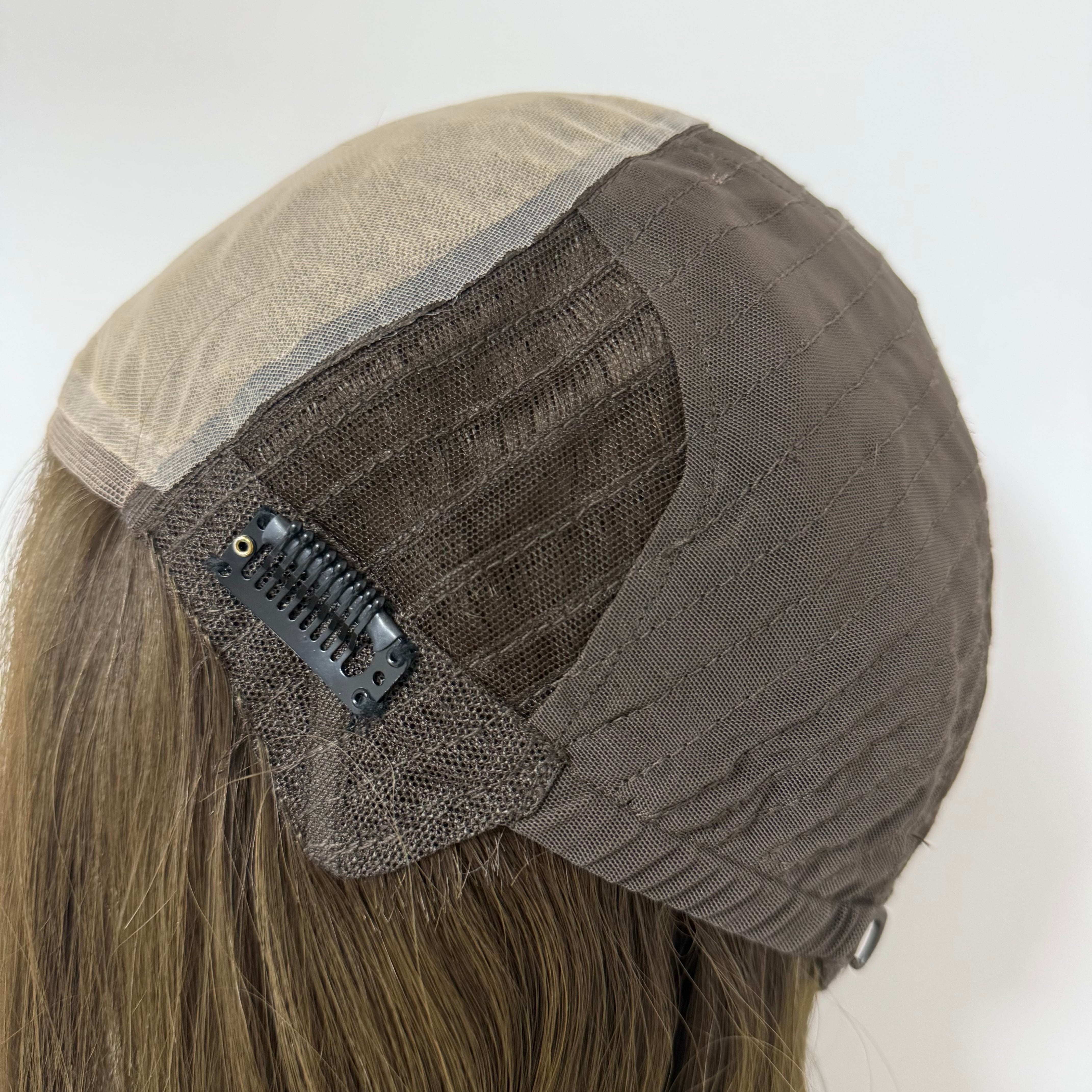 1点物 毛量減スキンレース生え際 未カット 50cm アッシュブラウン系