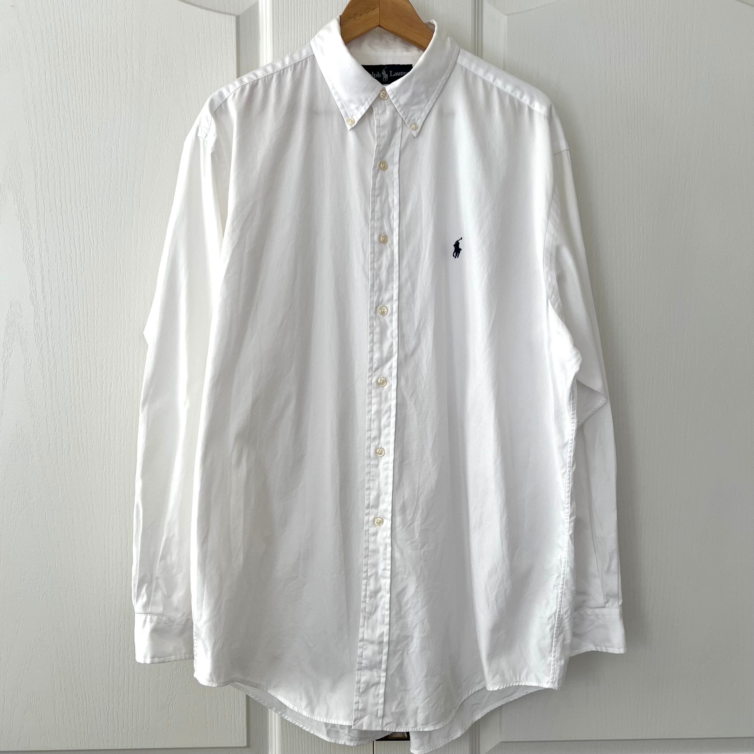 Ralph Lauren ラルフローレン 無地 長袖 シャツ 白 ホワイト 16 XL