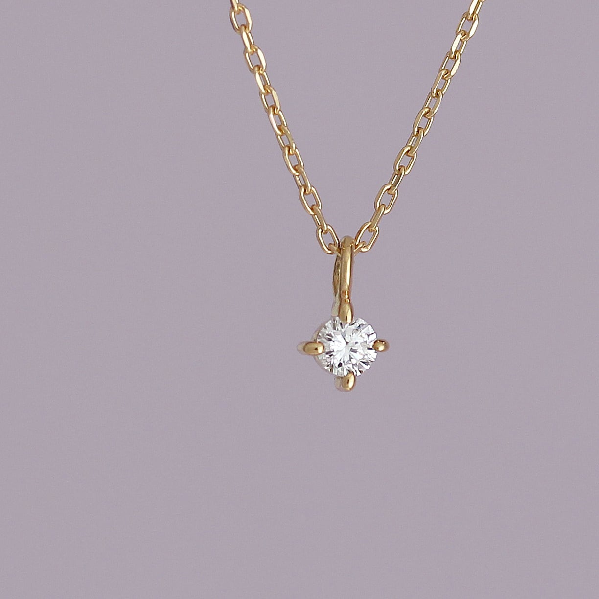 K18 ダイヤモンドネックレス〈0.03ct〉45㎝ シンプル レディースNo.34 