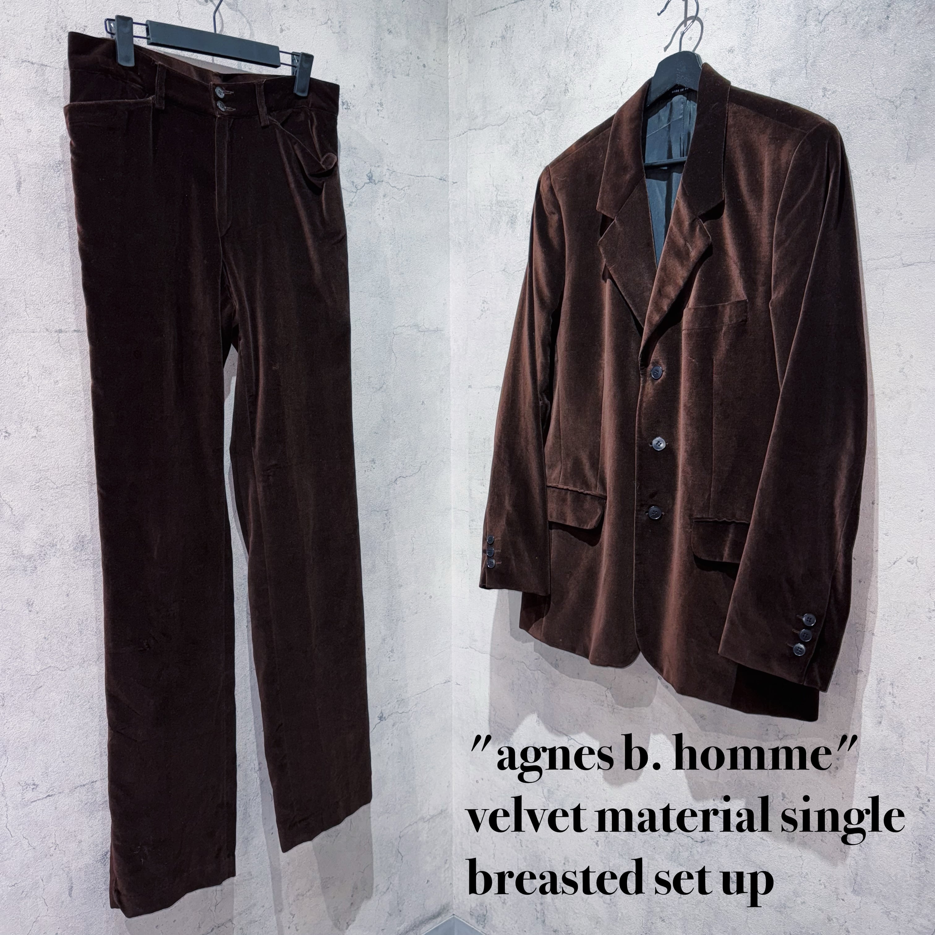 "agnes b. homme"velvet material single breasted set up