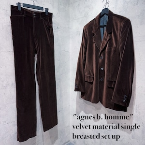"agnes b. homme"velvet material single breasted set up