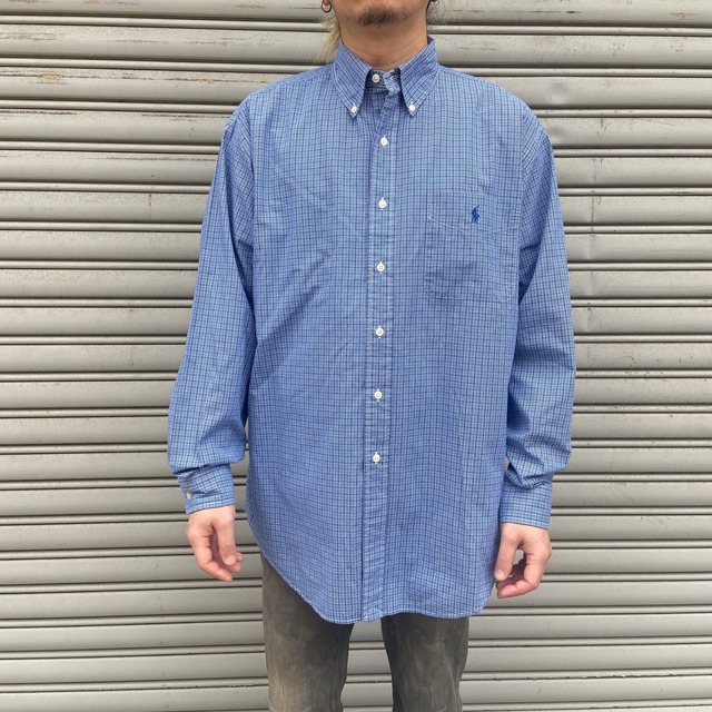 Ralph Lauren Blake ポケット付きブルーチェック柄長袖シャツ