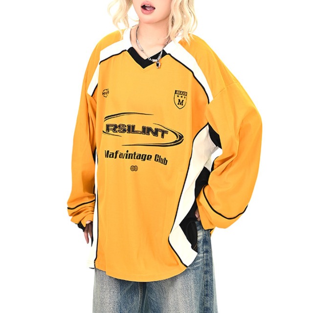 color block v-neck long tee　カラーブロックVネックロングティー　J1418