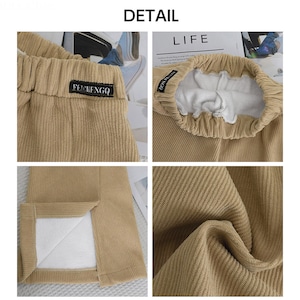 コーデュロイ フレアパンツ レディース 秋冬 韓国 裏起毛 防寒 保温 暖かい おしゃれ きれいめ 大人 カジュアル ウエストゴム フロントスリット ハイウエスト 大人可愛い 大人女子