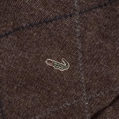 Crocodile クロコダイル アーガイル柄  Vネック ウール混 ニット セーター L/ブラウン系 メンズ