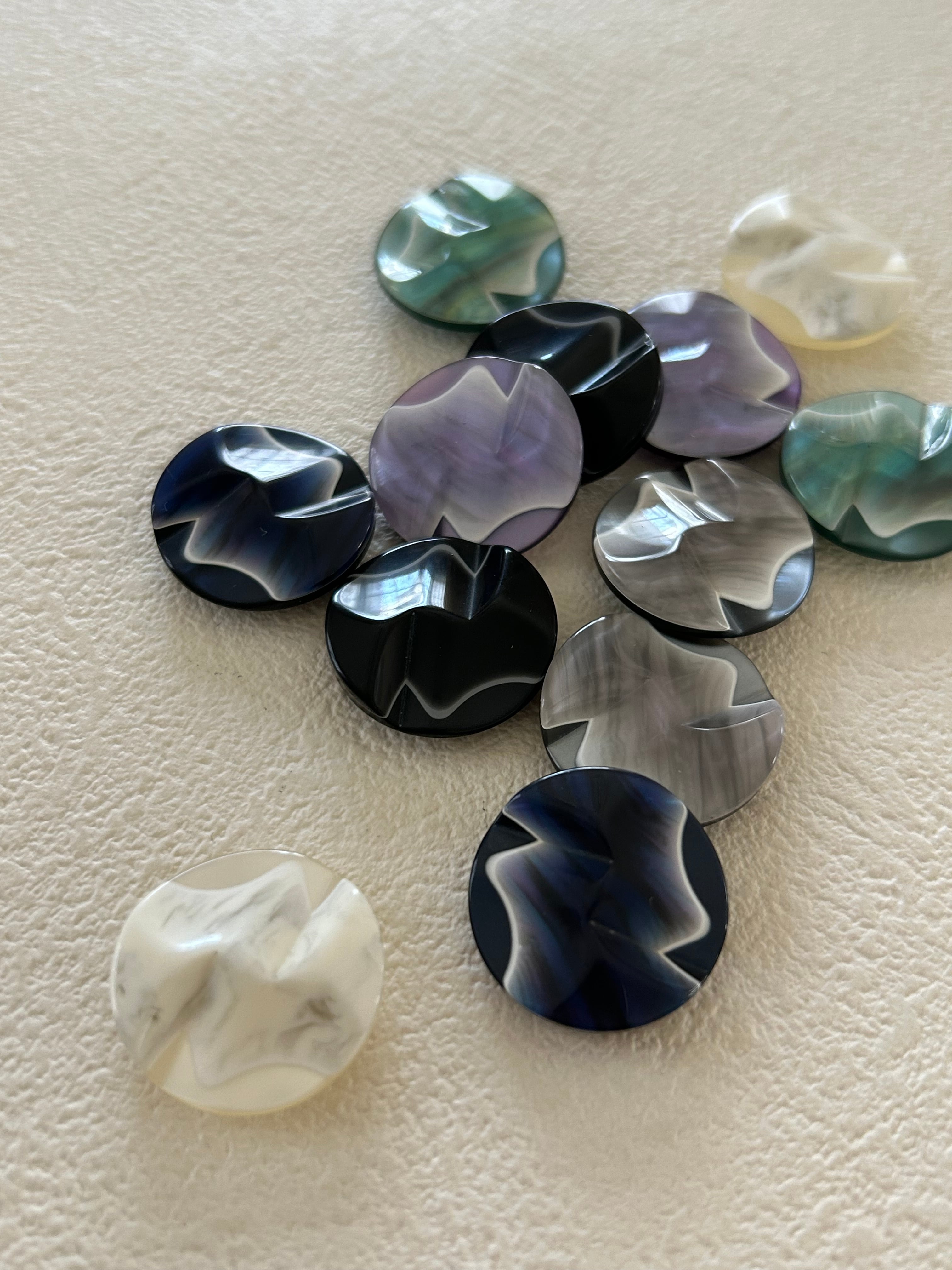 Japanese Vintage ボタン 20mm マーブル調 昭和レトロ アクセサリーパーツ 装飾材 カルトナージュ