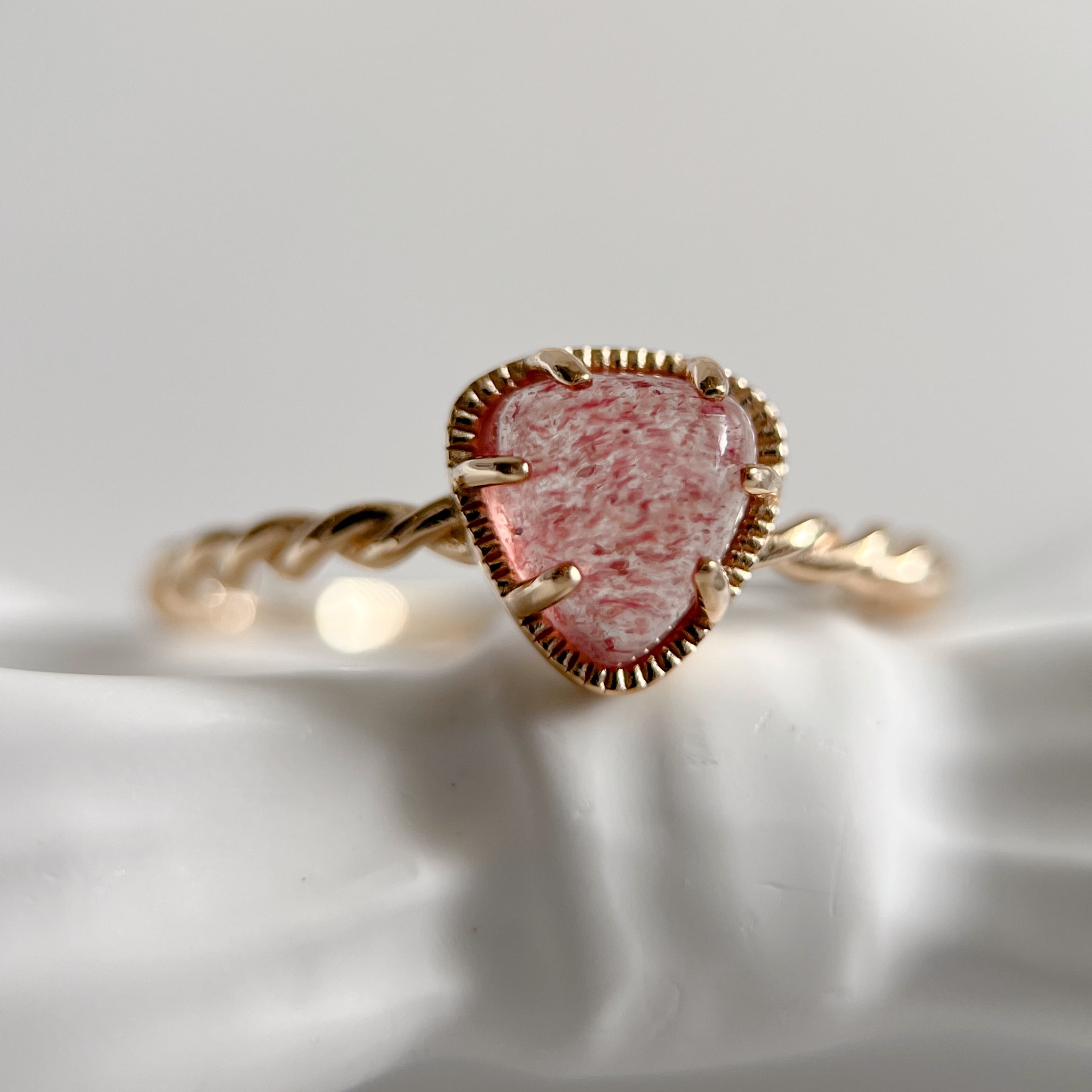 天然ストロベリークォーツ　キャンディーリング　silver925製