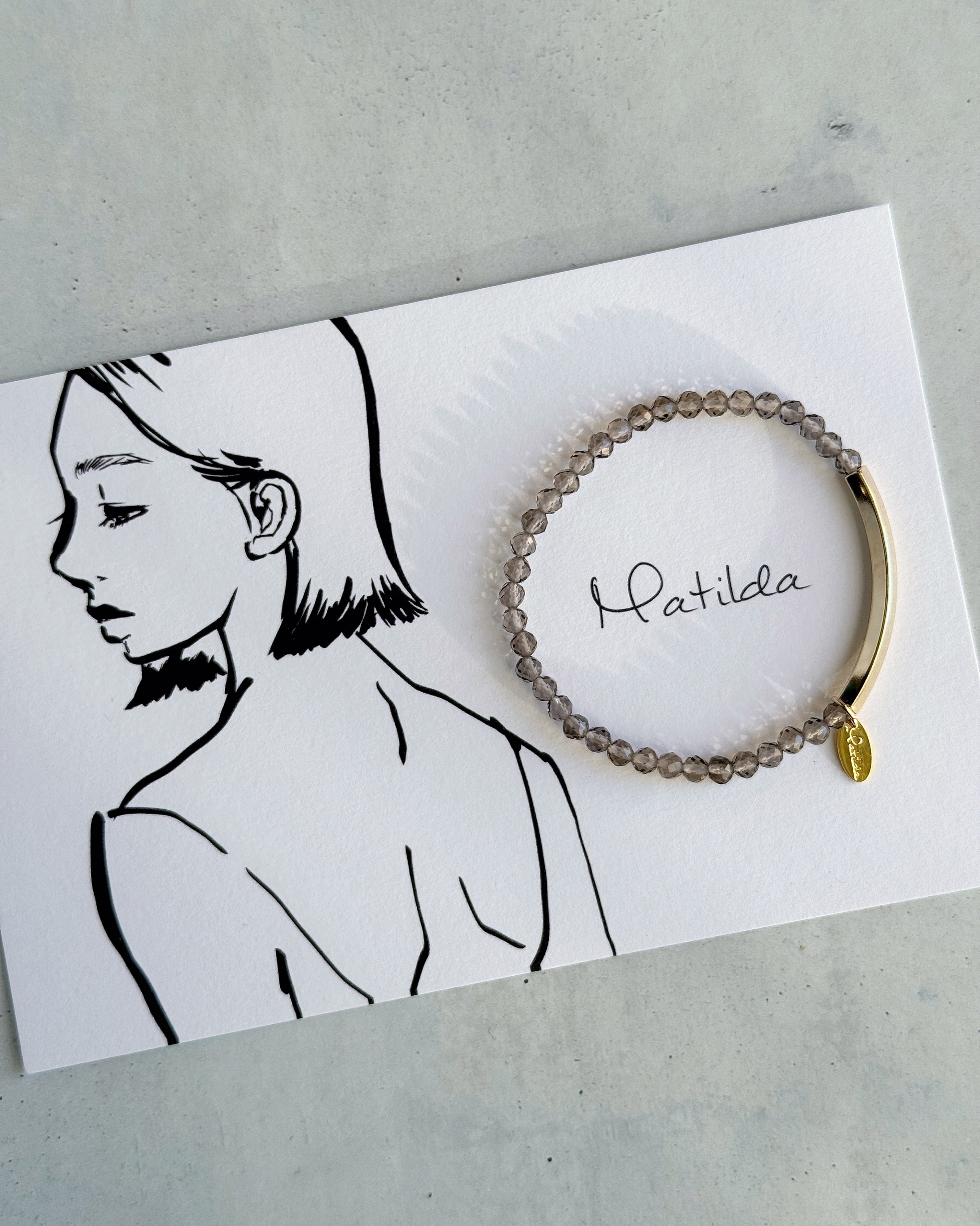 【再販】Tube & stone bracelet(アイスオブシディアン)