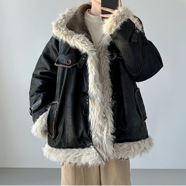 予約販売】ボアジャケット メンズ ショート丈 レザー 裏ボア ビッグ