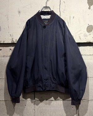 【Caka otto】“PAUL & SHARK” Logo Embroidery Vintage Silk Blouson Jacket