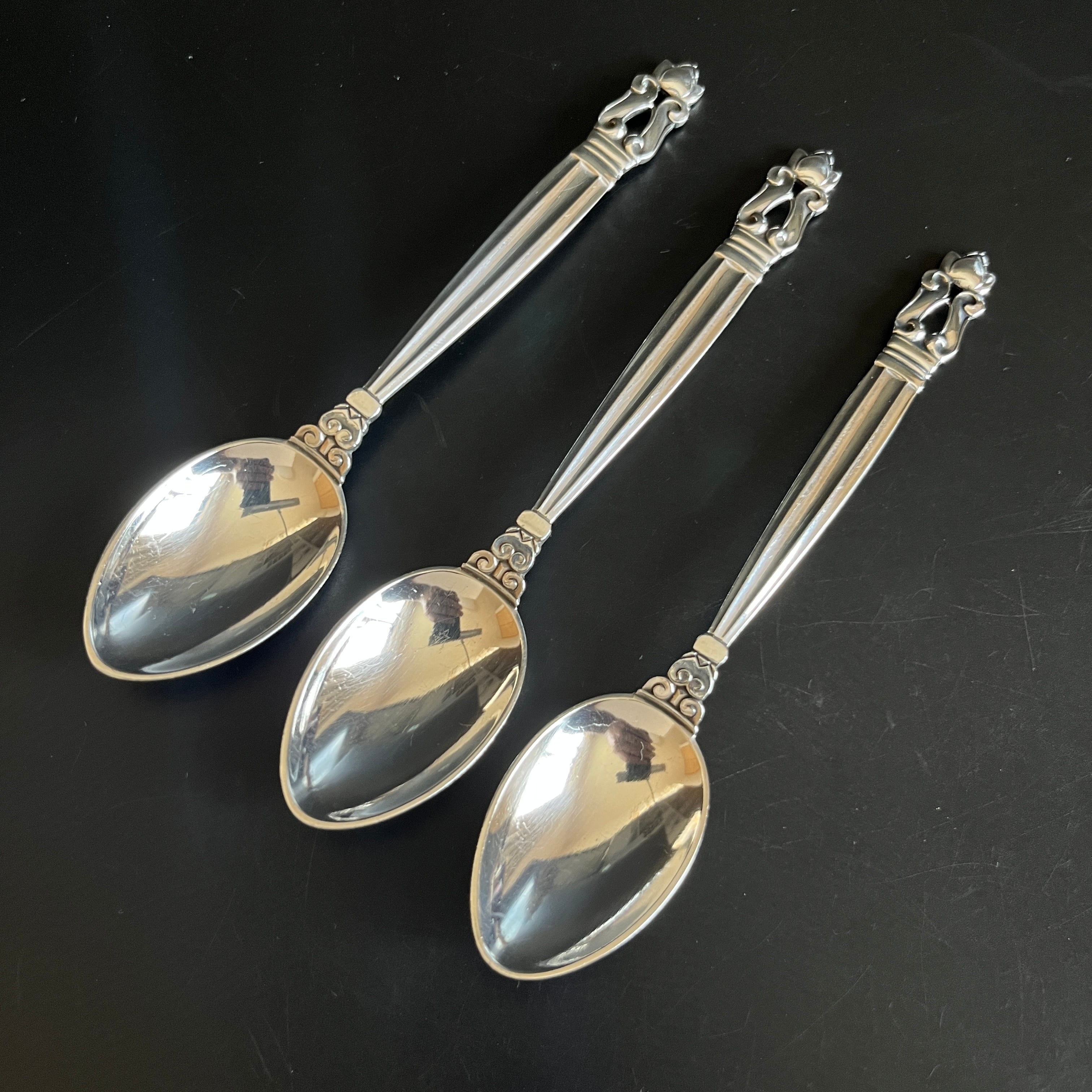 ジョージ・ジェンセン 純銀製 エコーン ティースプーン 13cm 3本組