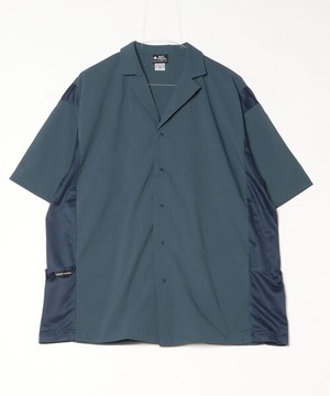 gym master ジムマスター ナイロン オープンカラーシャツ メンズ 半袖 メッシュ切替 シャツ 軽量 速乾 ストレッチ 撥水 開襟シャツ カジュアル アウトドア G721761