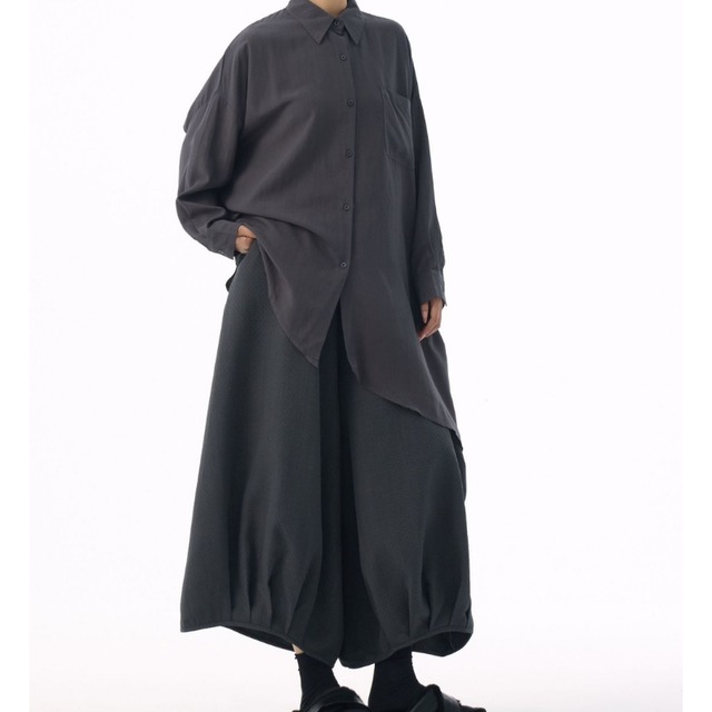 パッチポケット付き アシンメトリー 長袖 シャツ 3color BL0567