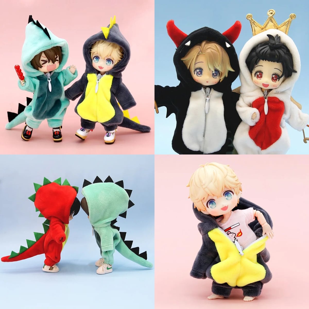 カスタムドール衣装 着ぐるみ OBITSU BODY11 オビツ11 恐竜 動物 悪魔 天使 フード パーカー