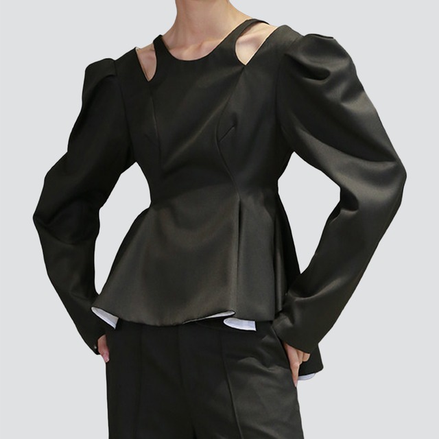Back open peplum top A00140