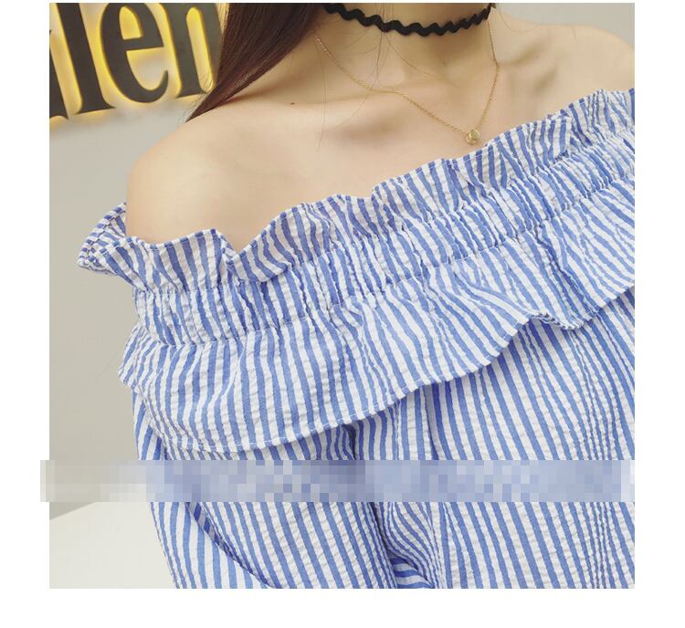 トップス ストライプ オフショルダー 肩出し 肌見せ セクシー 半袖