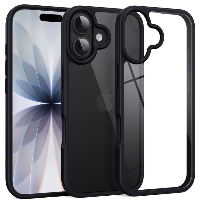 Supdeal iPhone 17 用耐衝撃透明ケース 米軍MIL規格 SGS認証 黄ばみ防止 ワイヤレス充電対応 ストラップホール付き 耐久性 クリアで透明なハード背面パネル ソフトシリコンエッジ アイフォン 17 スマートフォン保護カバー 6.3インチ（ブラック）