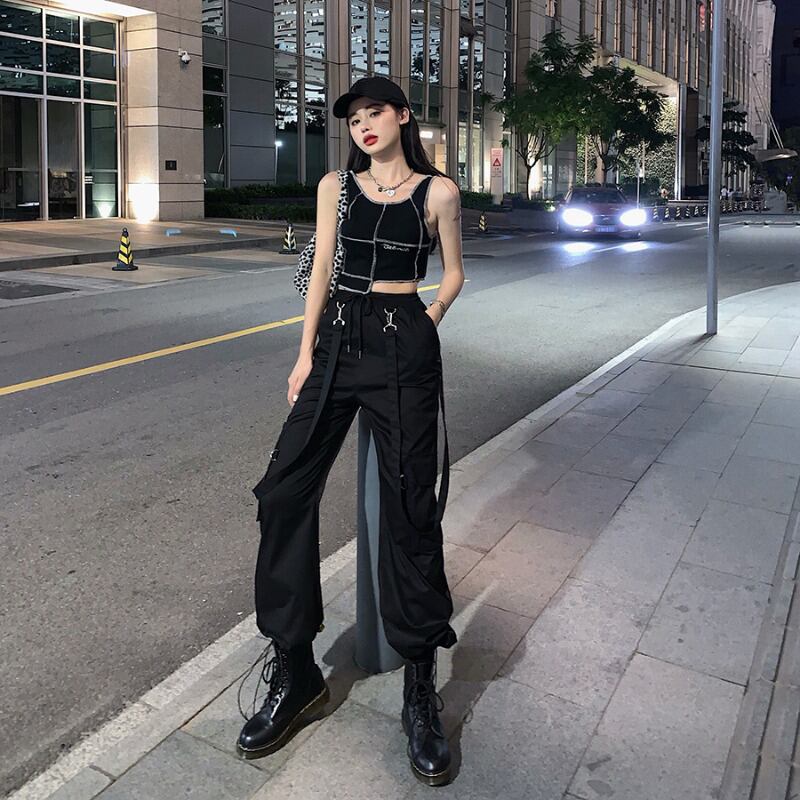 不規則なショートブラックスモールスリングレディースサマーインナー&アウターウェアトレンディなベスト2020新しいボトムノースリーブトップ ブラックストロベリース31432774503