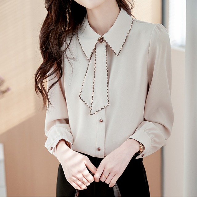 ボウタイ ロング スリーブ ブラウス_H124