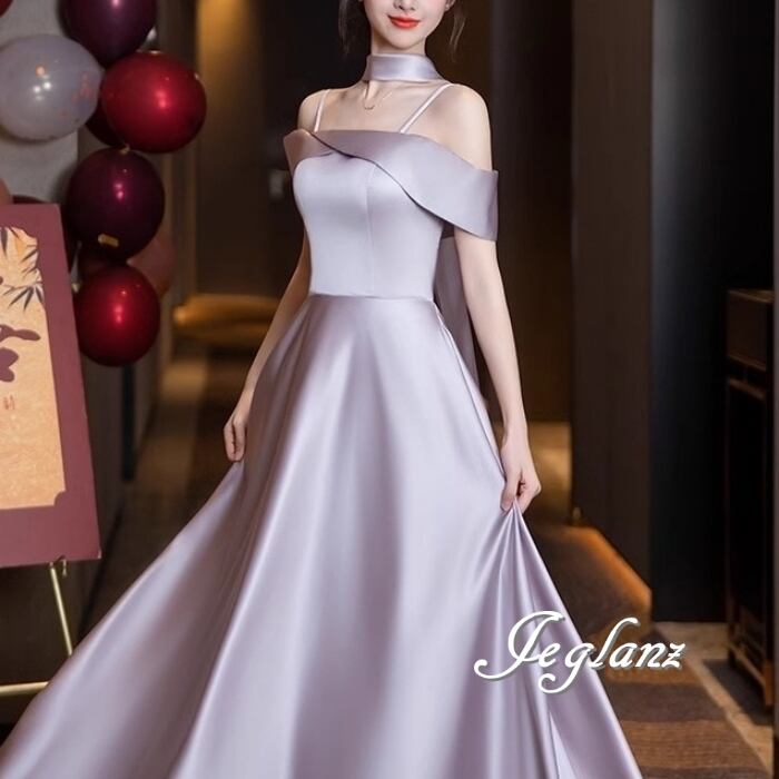 パーティ イブニングドレス ワンピース 編み上げ 光沢 4パターン(MB593)ζ☆