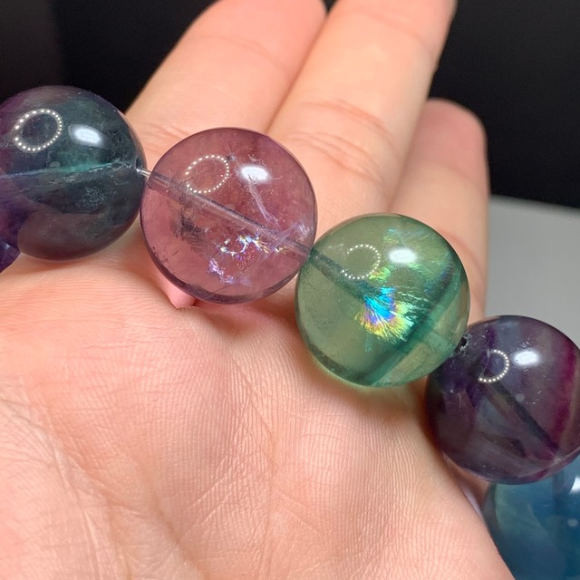希少な大玉！前後約17.5~18mm 大玉フローライト ブレスレット