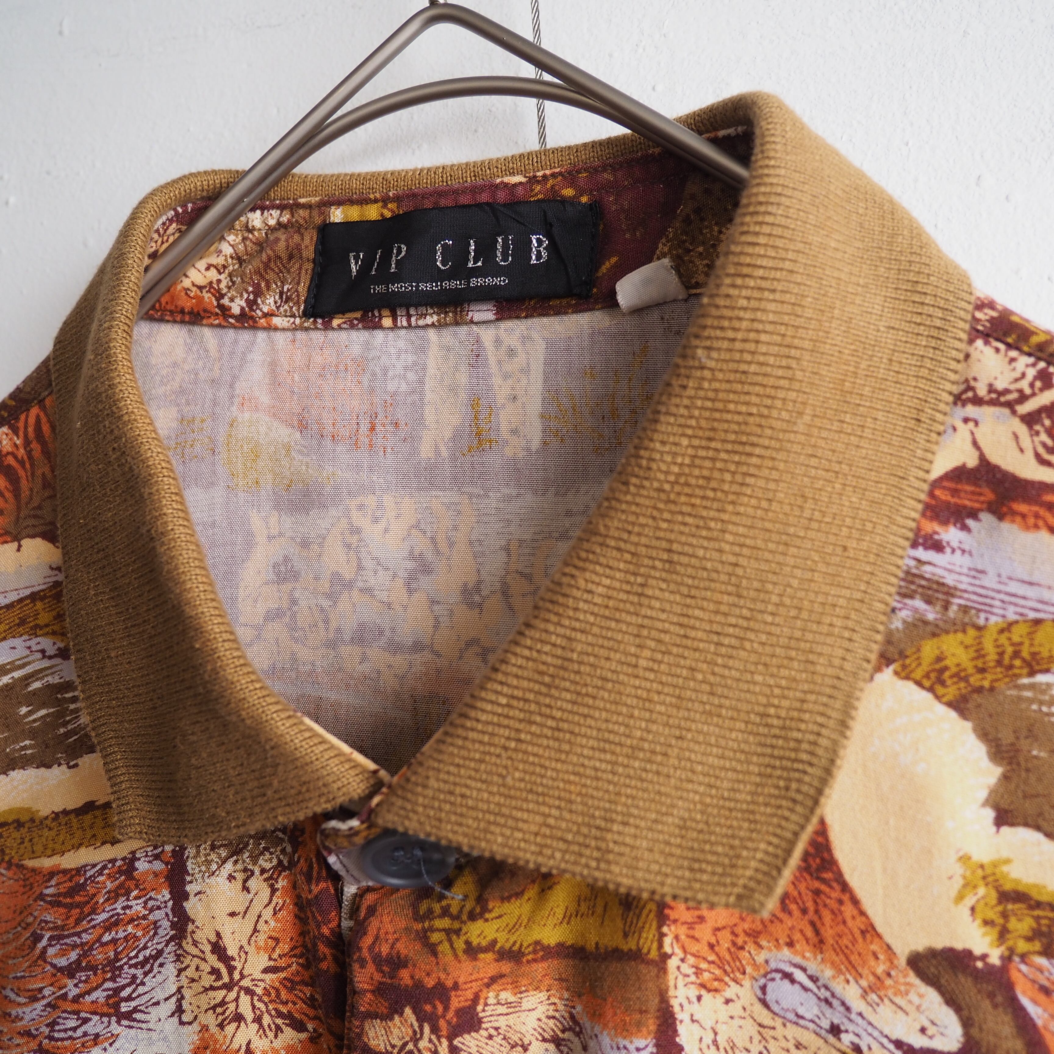 1980 - 90s Modern rétro Art full pattern Design vintage pull over rayon shirt