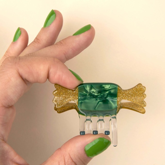 Coucou Suzette/Green Christmas Candy Mini Hair Claw