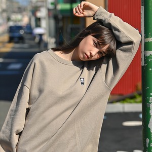 【HIPANDA ハイパンダ】男女兼用 クルーネック スウェット トレーナー UNISEX CREW NECK SWEAT SHIRT / WHITE・BLACK・KHAKI