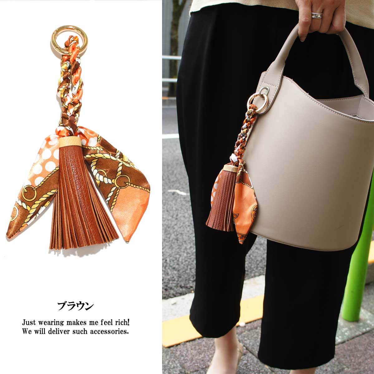 リアルレザービッグタッセルスカーフ柄バッグチャーム キーホルダー バッグ チャーム ビッグサイズ タッセル スカーフ レザー 革 バック Bag Charm 大きい 高品質 リアルレザー 17 Overrag