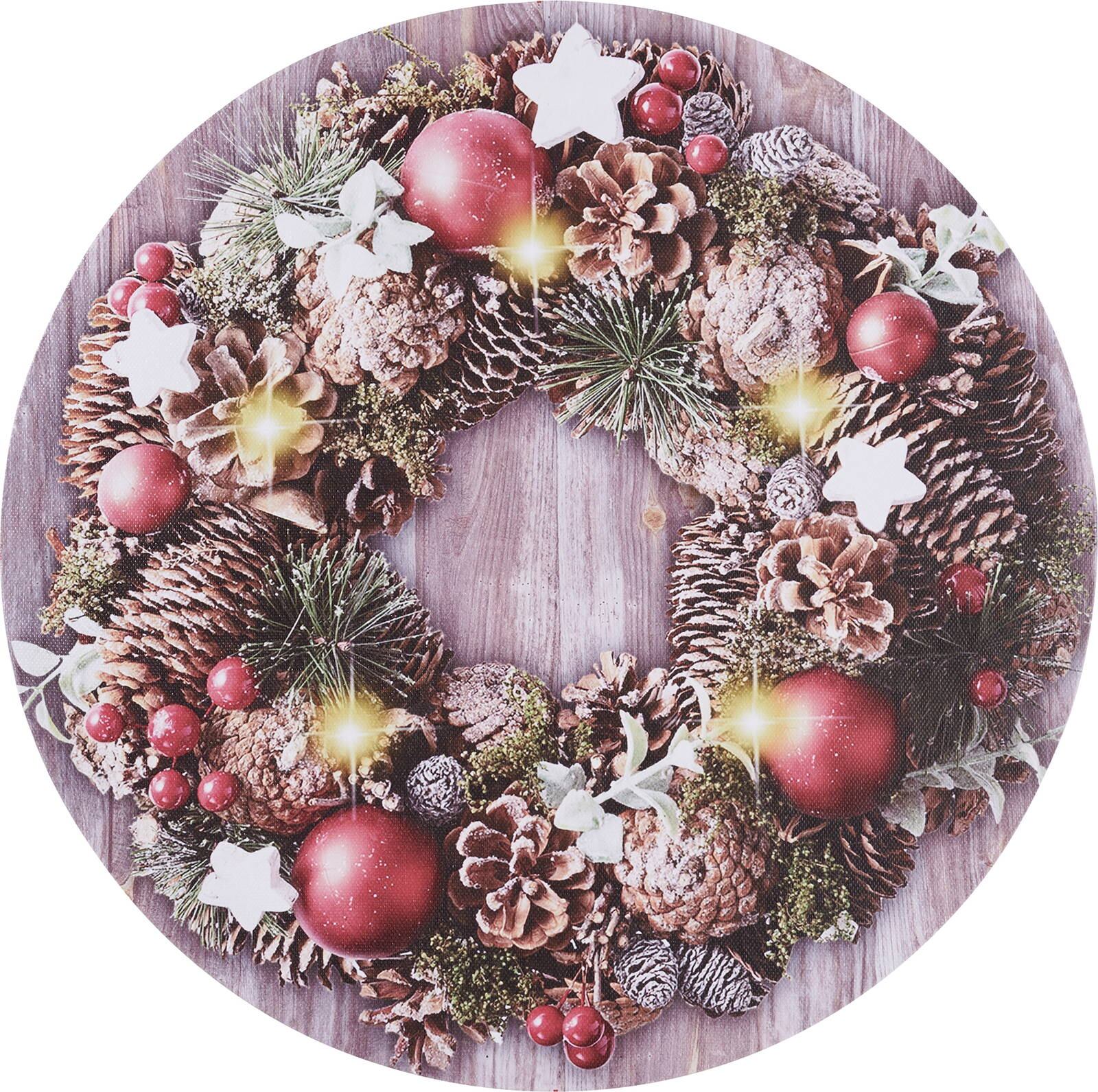 ３０ｃｍライトアップキャンバスリース　-　CRAB-366　4961823767890　クリスマス雑貨 > ポピーオリジナル