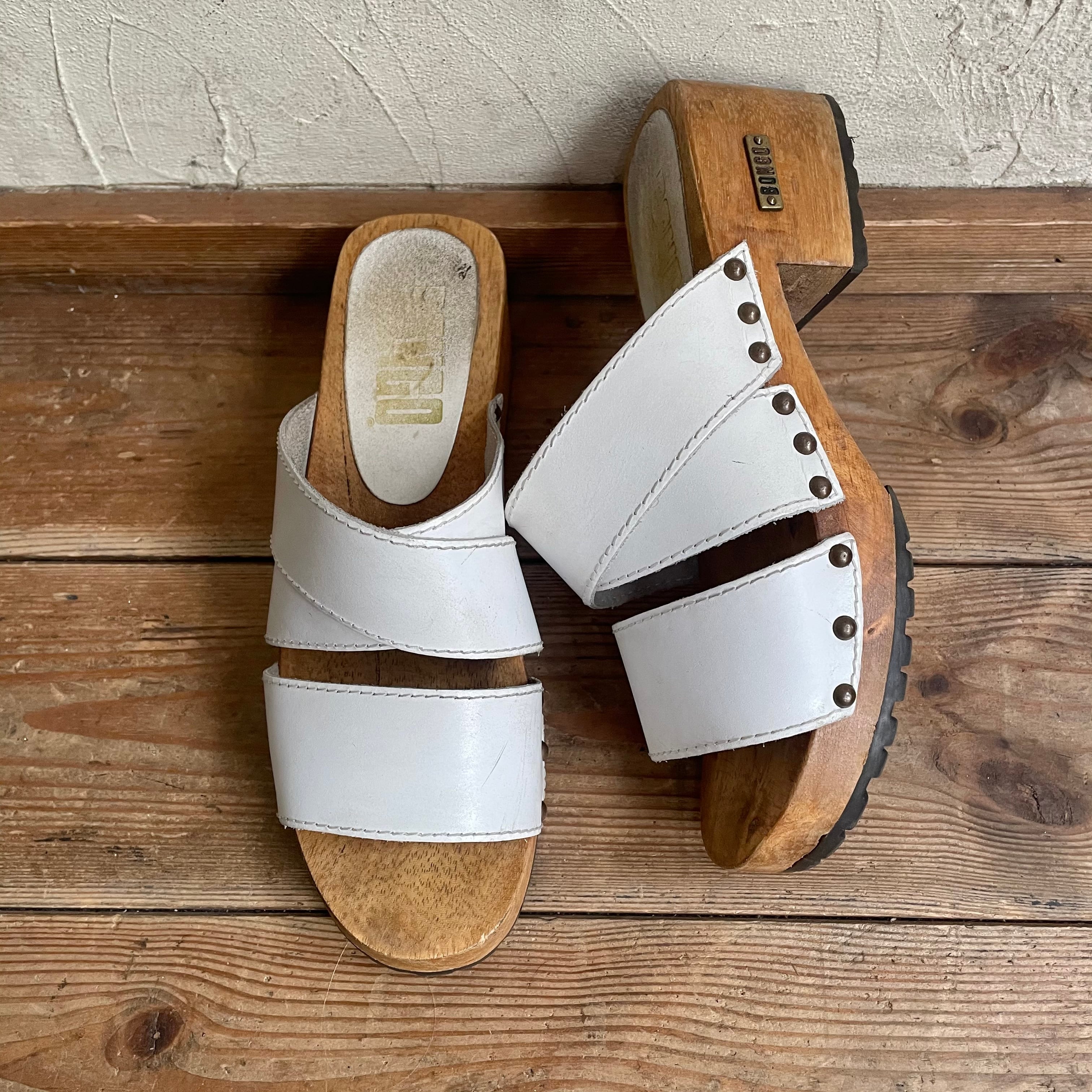 Made in Brazil white belt wood sole sandals | &Dorothy