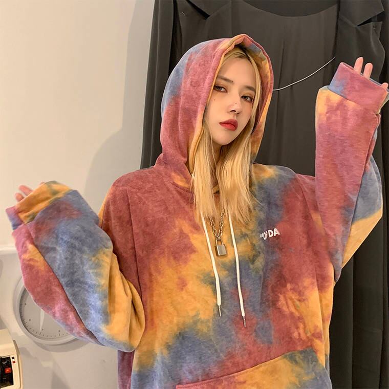 送料無料 カップルコーデ タイダイパーカー トップス パーカー タイダイ柄 着回し カップルコーデ シェア トレンド デート お家コーデ Lamitte Deco トレンド 韓国ファッション ショップ Base店
