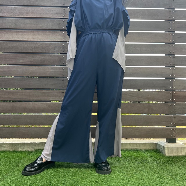 裾チュール切替スタイルパンツ