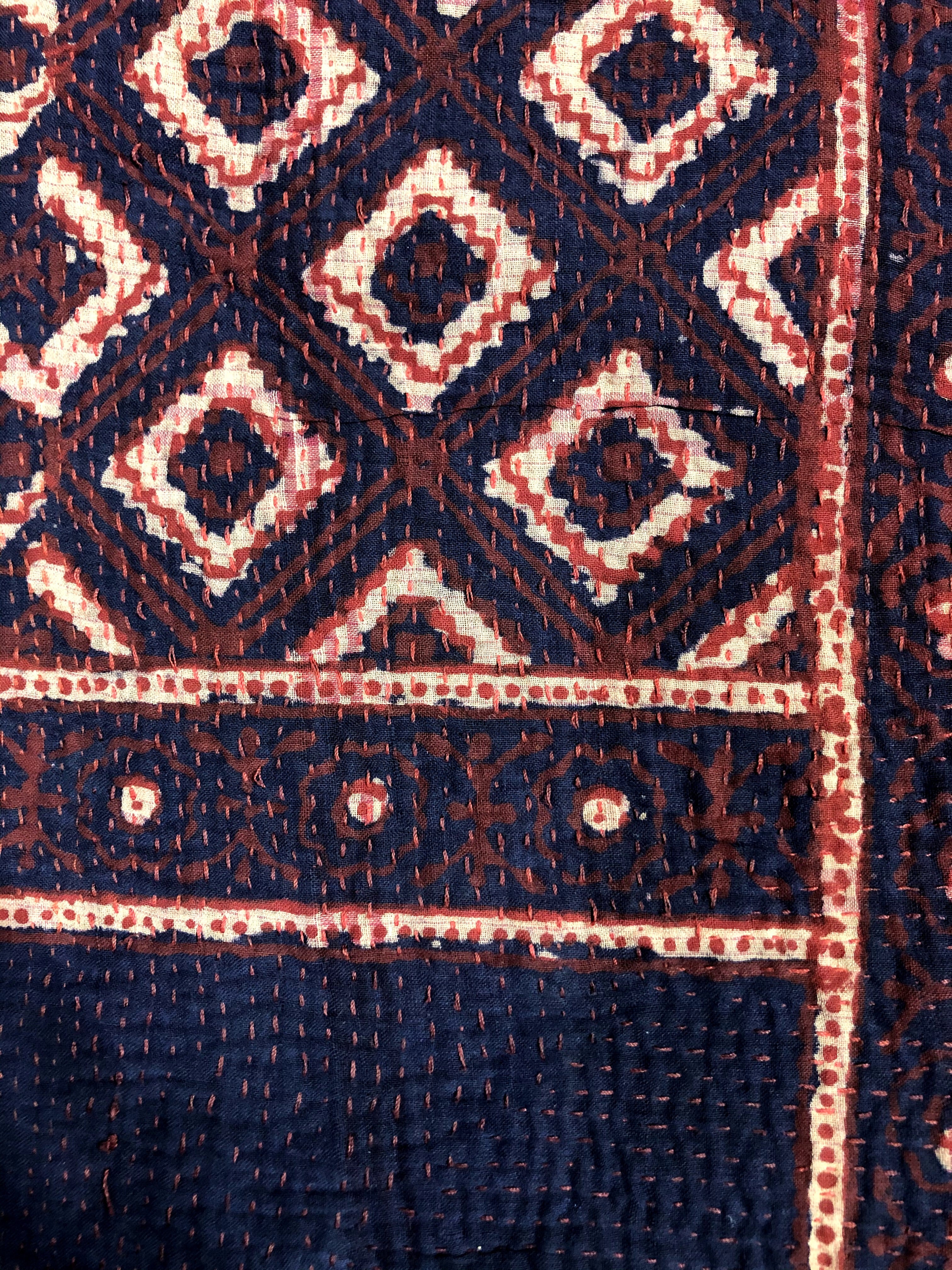 カンタキルト 刺子 インド ブロックプリント ヴィンテージキルト