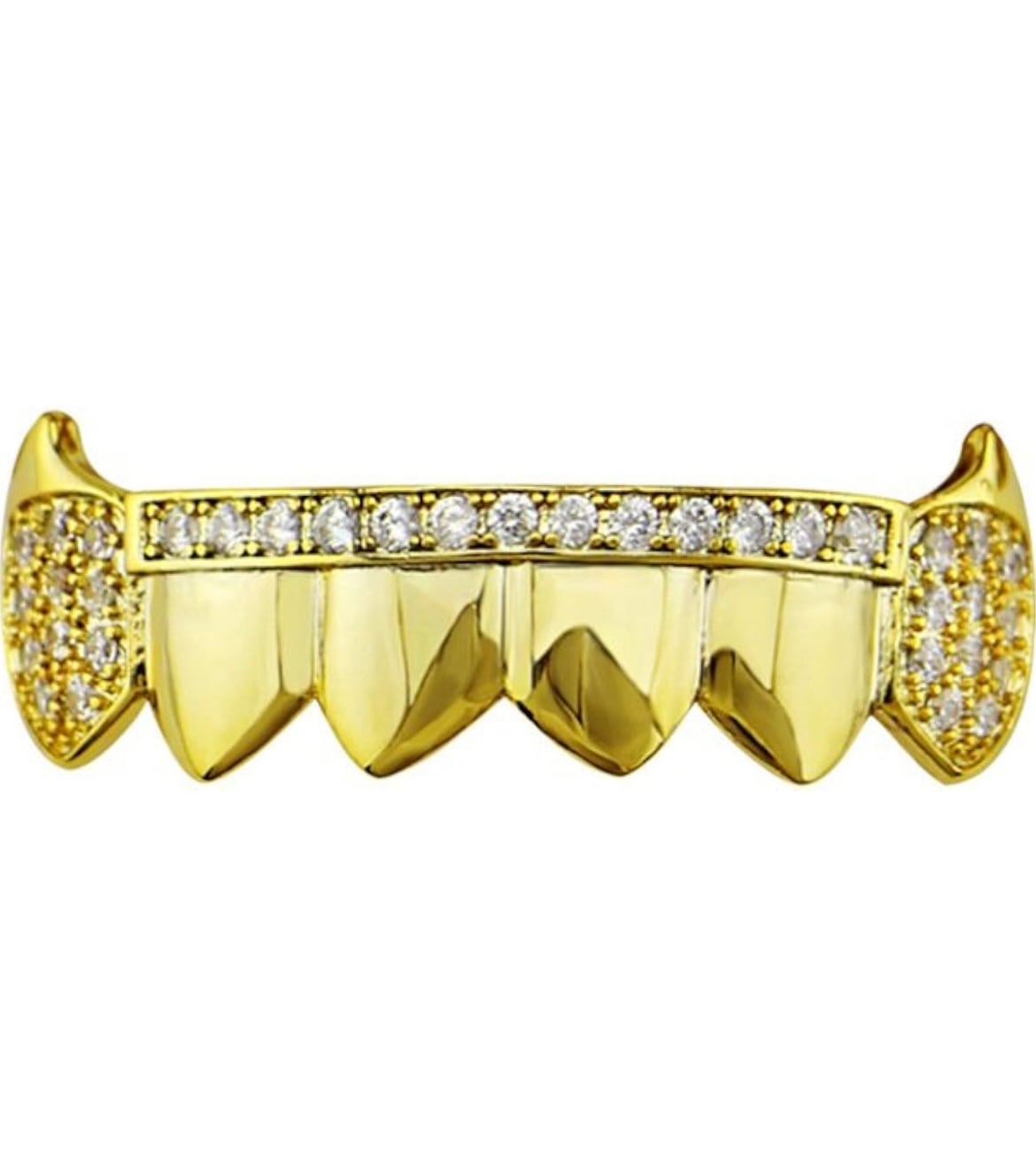 18K ゴールドメッキ ヒップホップ歯 グリルキャップ アイスアウト CZ 2