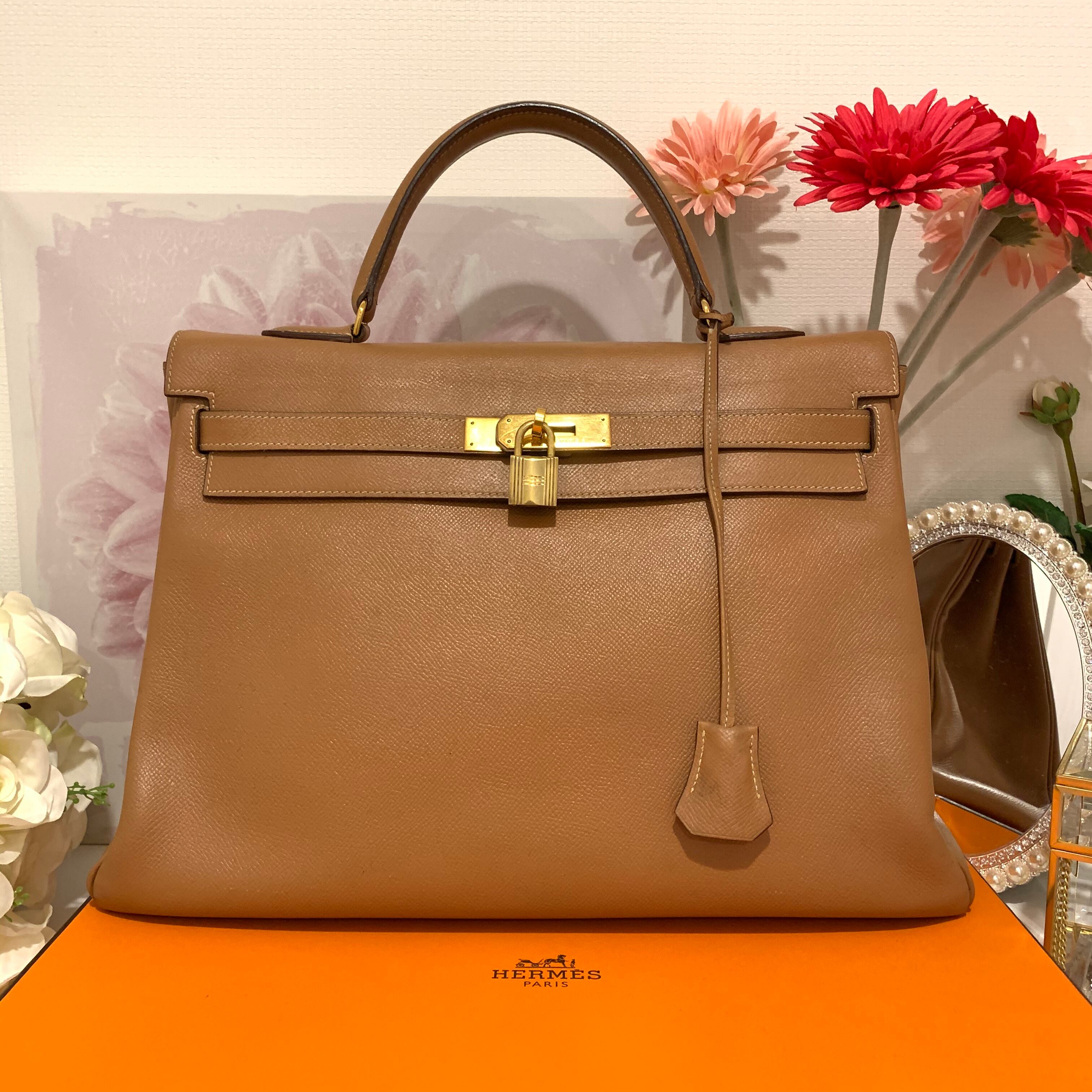 HERMES エルメス ケリー35 クシュベル ゴールド ゴールド金具 ○T刻印 