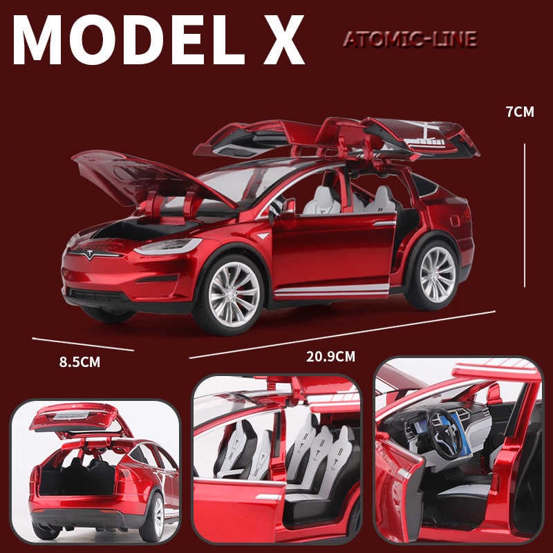 テスラ MODELX 1/24 ミニカー 全5色 ライト点灯 エンジンサウンド 合金