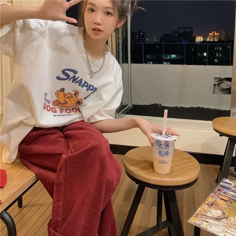 ダボっと着回し オーバーサイズ Tシャツ プリント Tシャツ ビッグティー メンズライク カジュアル ストリート アニマル イラスト ドロップショルダー 古着ライク Lamitte Deco トレンド 韓国ファッション ショップ Base店