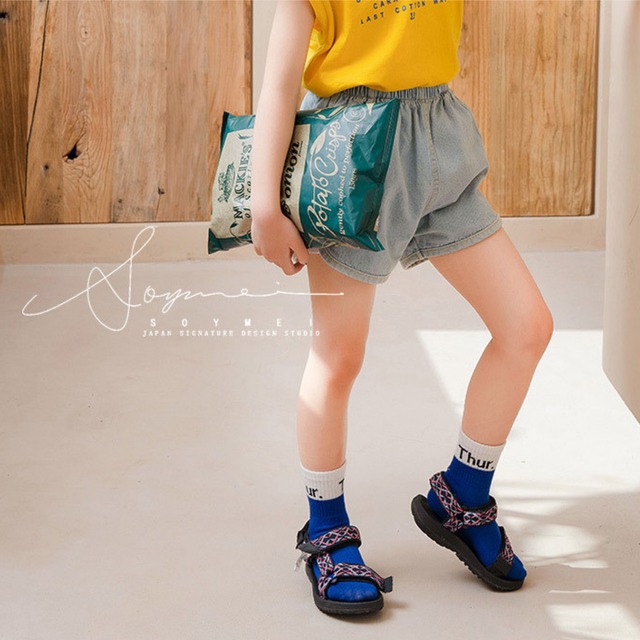 【即納】ビビッドカラーの曜日クルーソックス