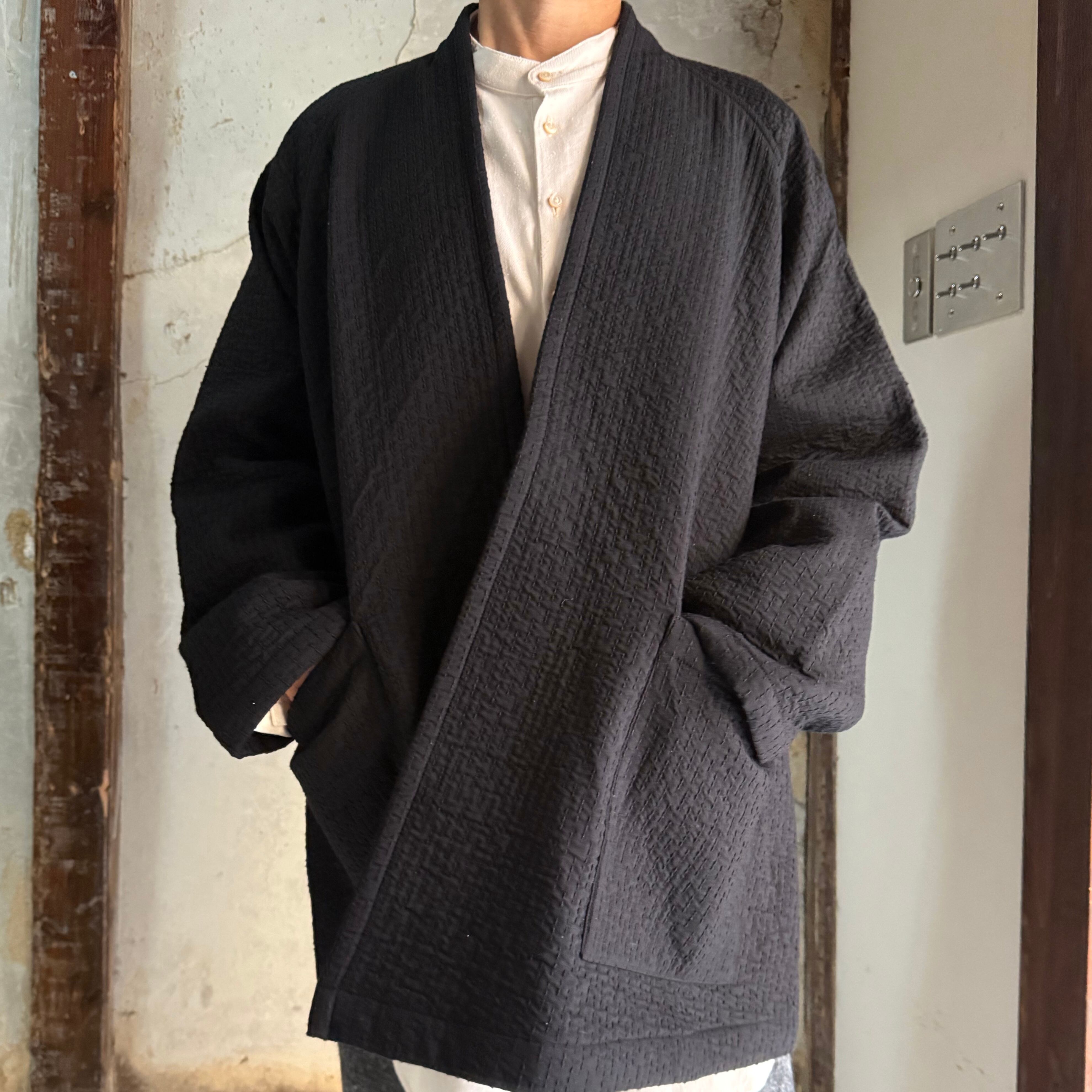 MITTAN JK-80 中わた刺し子織ジャケット2 黒 | Routes*Roots