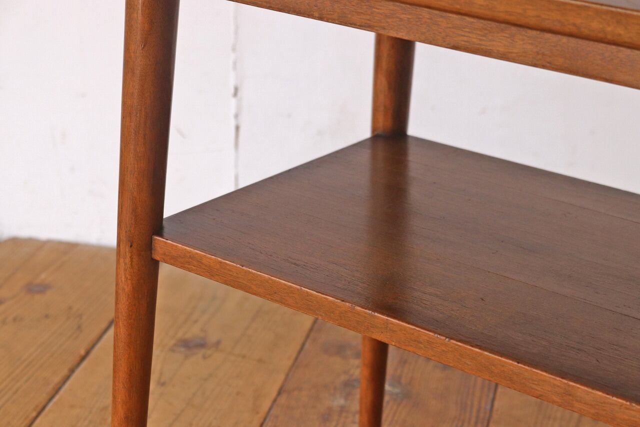 レトロ サイドテーブル 机 フック付き 花台 飾り台 木製 ヴィンテージ