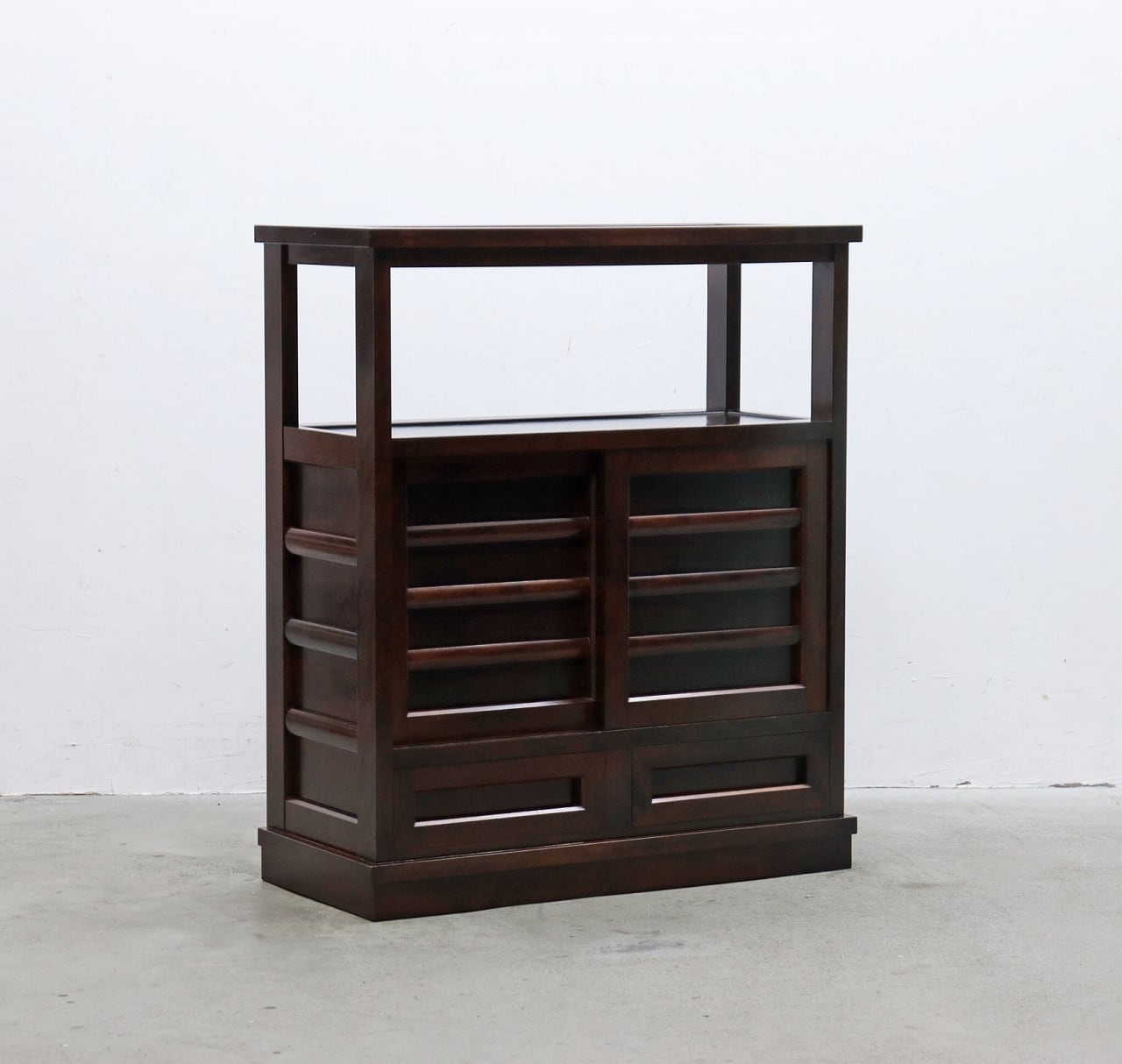 松本民芸家具 ミズメザクラ無垢材 505型 茶箪笥 本棚 書棚 キャビネット 収納 ラック RCA18160